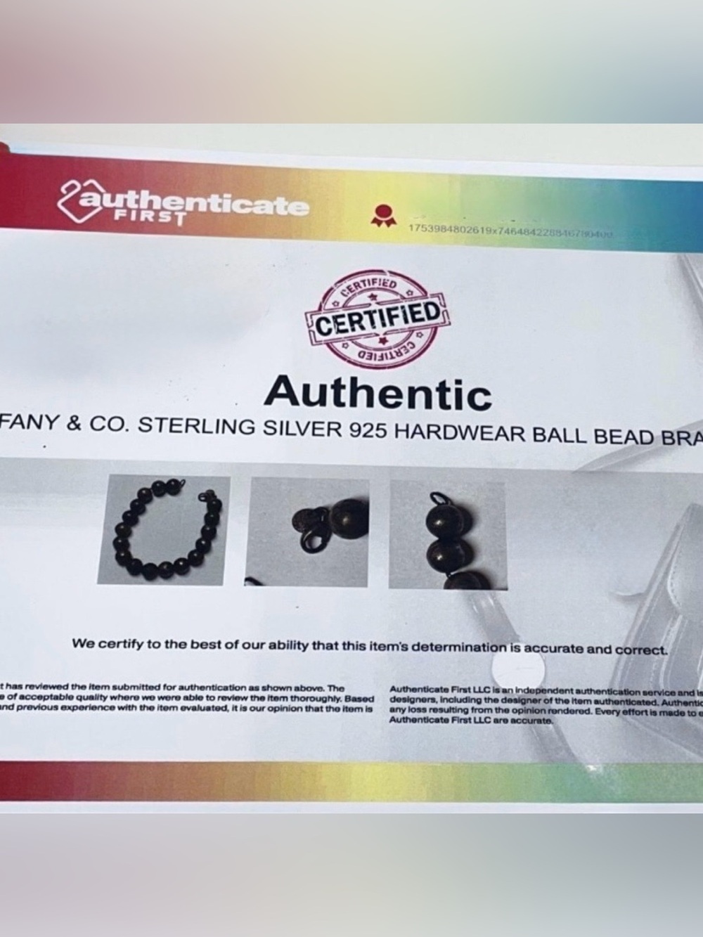 Authenticated Tiffany & Co. HardWear Ball Bracelet Sterling Silver 10mm, 8” 17g - Picture 5 of 5